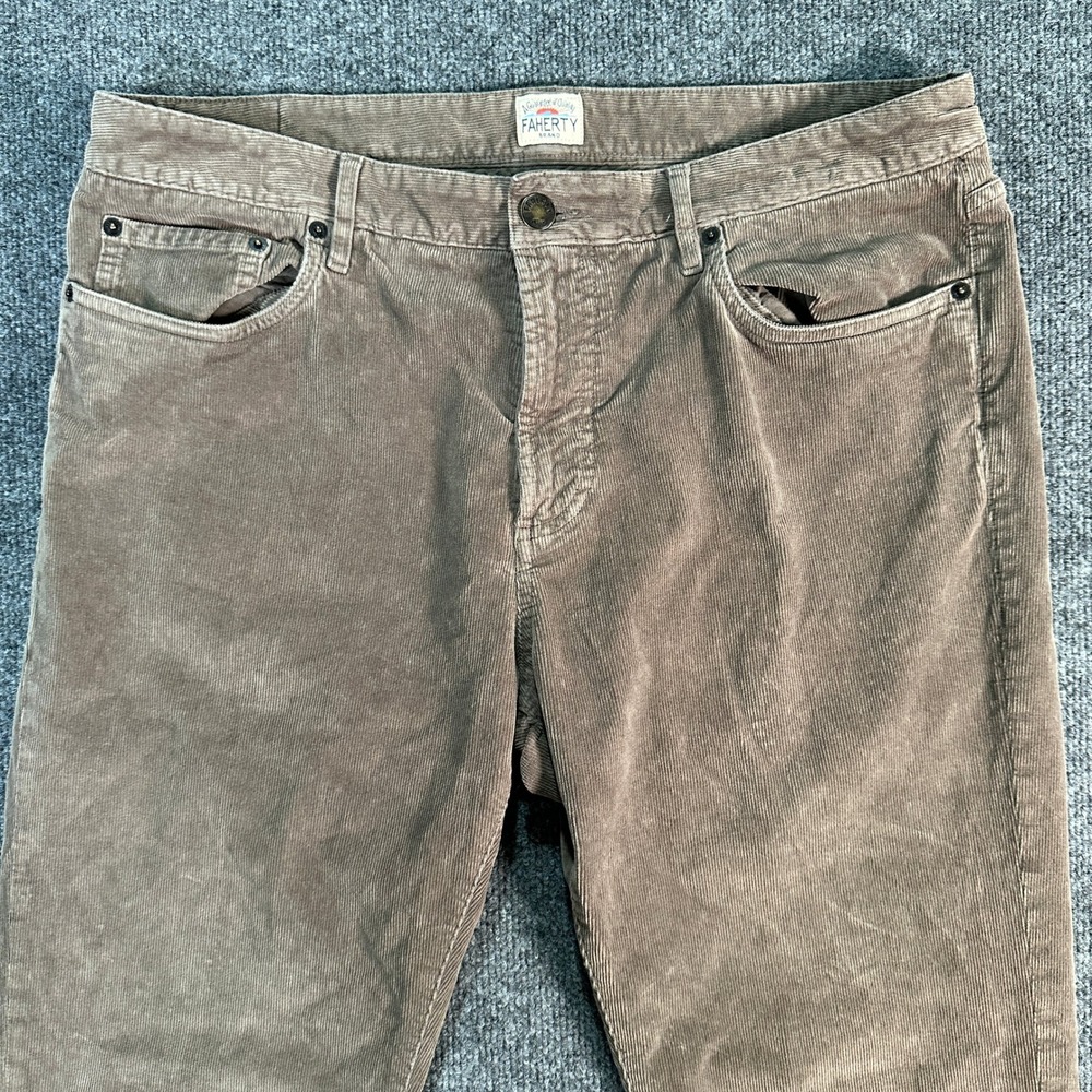 Faherty Brand Men's Brown Corduroy Pants Organic Cotton Blend Size 33x32 - Picture 9 of 11